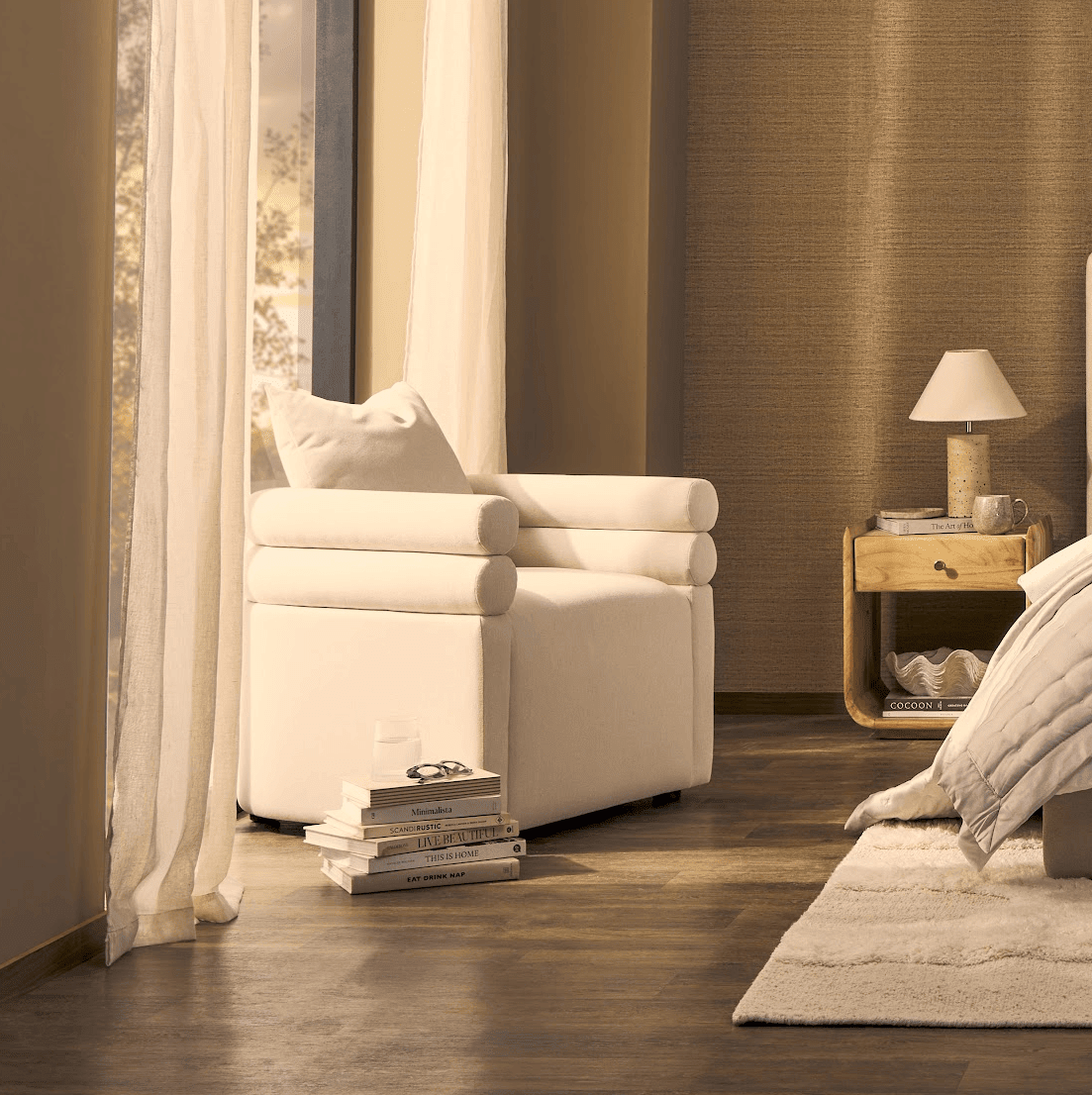 Maya Accent Chair - Cream Linen - DUSK