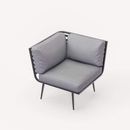 Mayfair Outdoor 8 Seater Corner Lounge Set with Fire Pit and Bench - Grey - DUSK