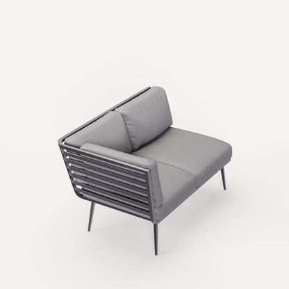Mayfair Outdoor 8 Seater Corner Lounge Set with Fire Pit and Bench - Grey - DUSK