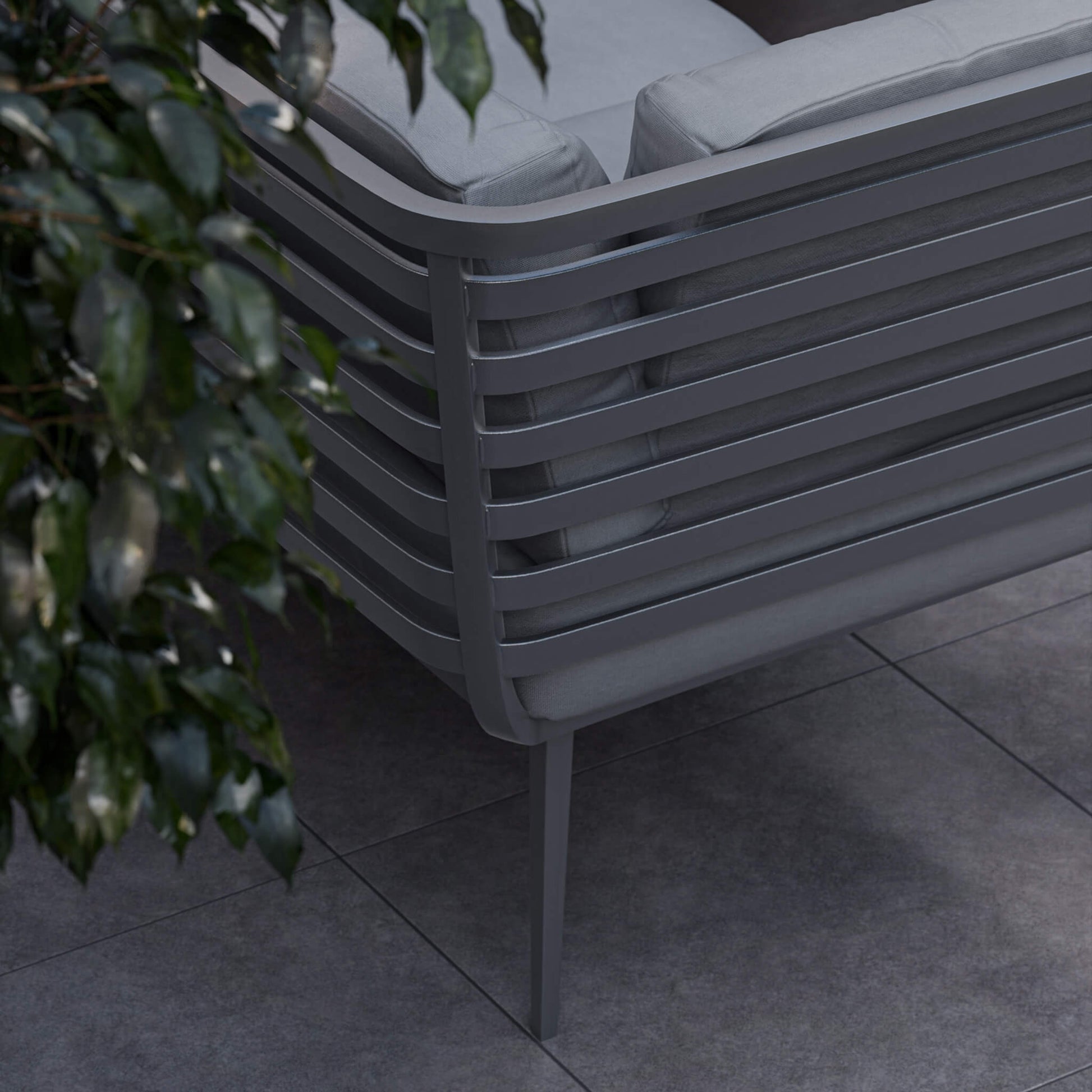 Mayfair Outdoor 8 Seater Corner Lounge Set with Fire Pit and Bench - Grey - DUSK
