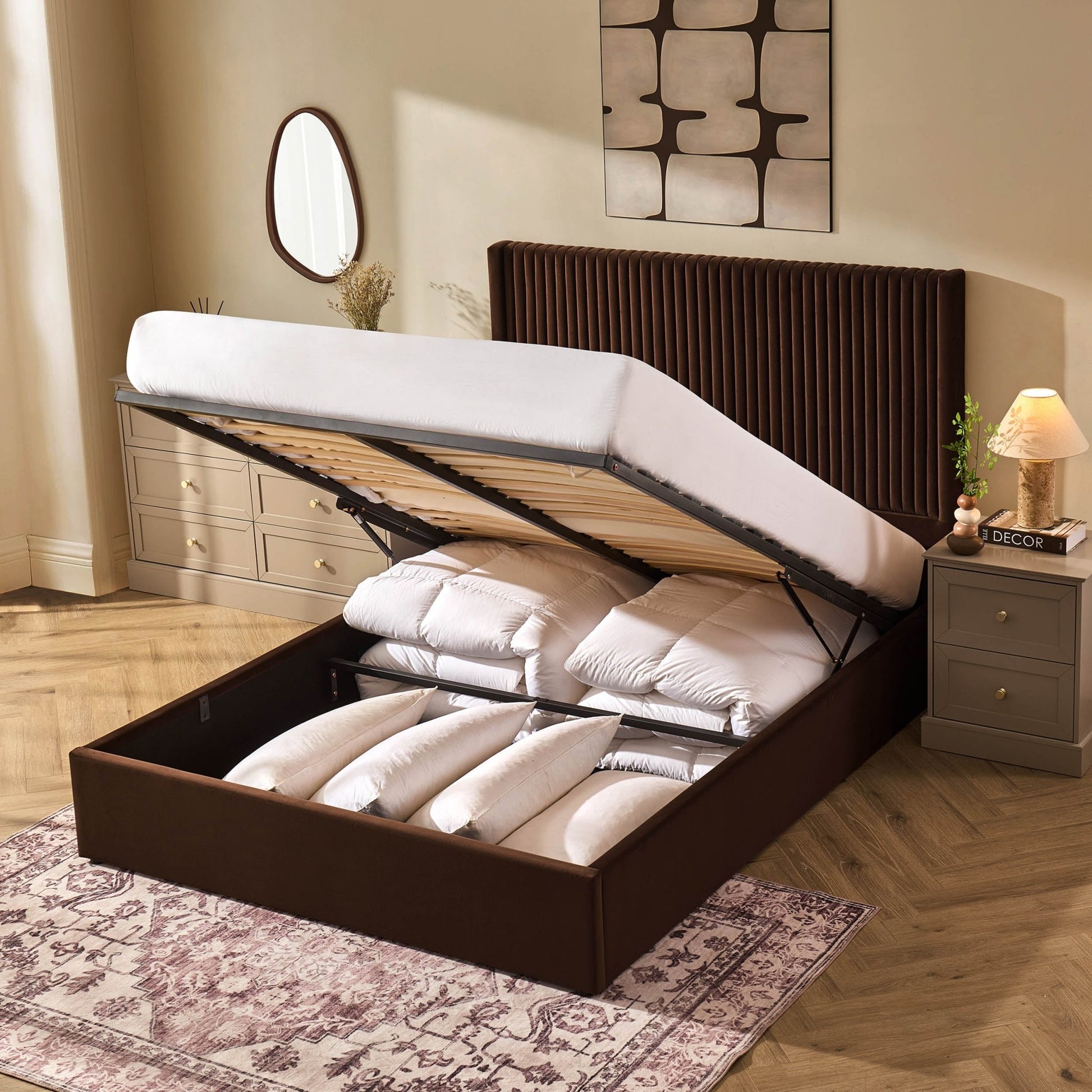 Melrose Ottoman Storage Bed - Cappuccino - DUSK
