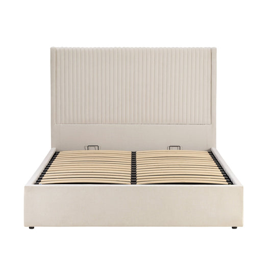 Melrose Ottoman Storage Bed - Chenille Ivory - DUSK