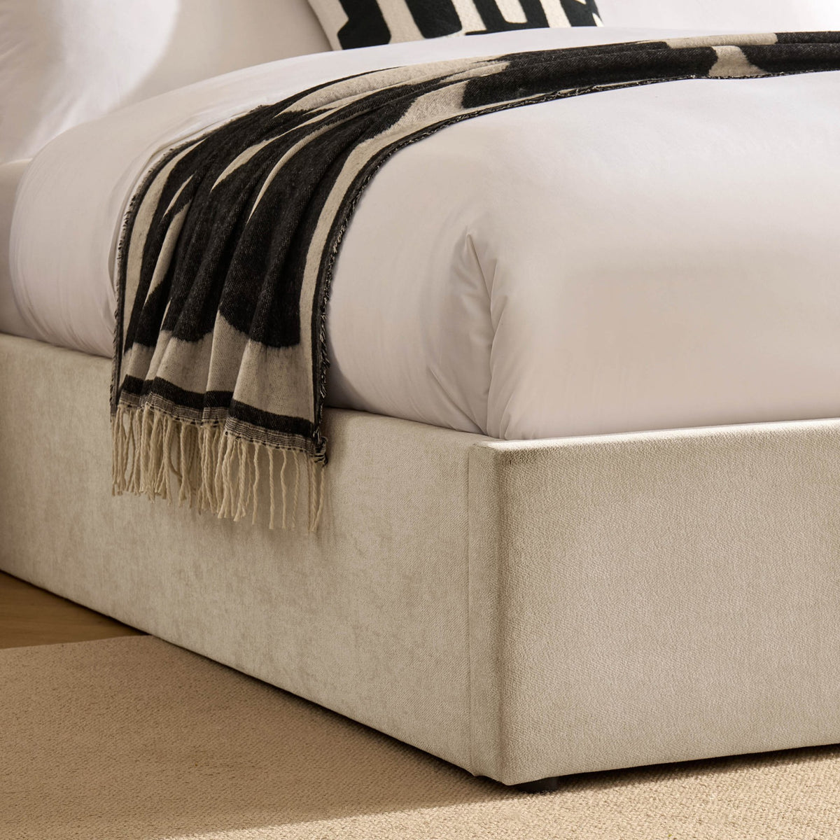 Melrose Ottoman Storage Bed - Chenille Ivory - DUSK
