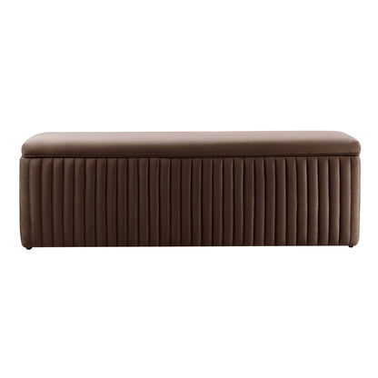 Melrose Ribbed Ottoman Storage Bench - Cappuccino - DUSK