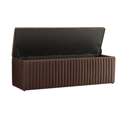 Melrose Ribbed Ottoman Storage Bench - Cappuccino - DUSK