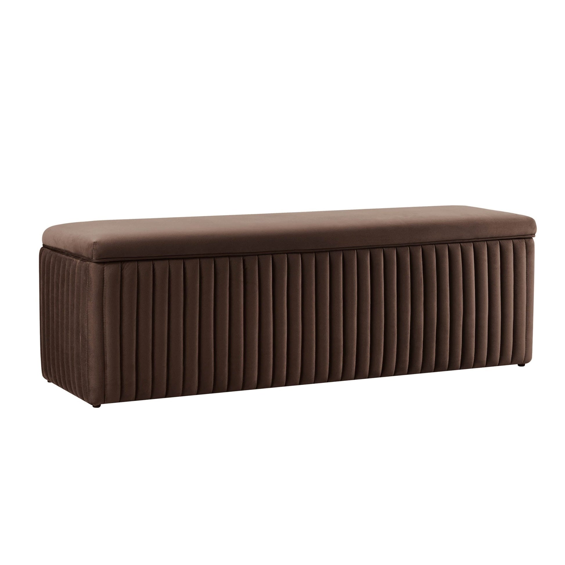 Melrose Ribbed Ottoman Storage Bench - Cappuccino - DUSK