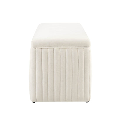 Melrose Ribbed Ottoman Storage Bench - Chenille Ivory - DUSK