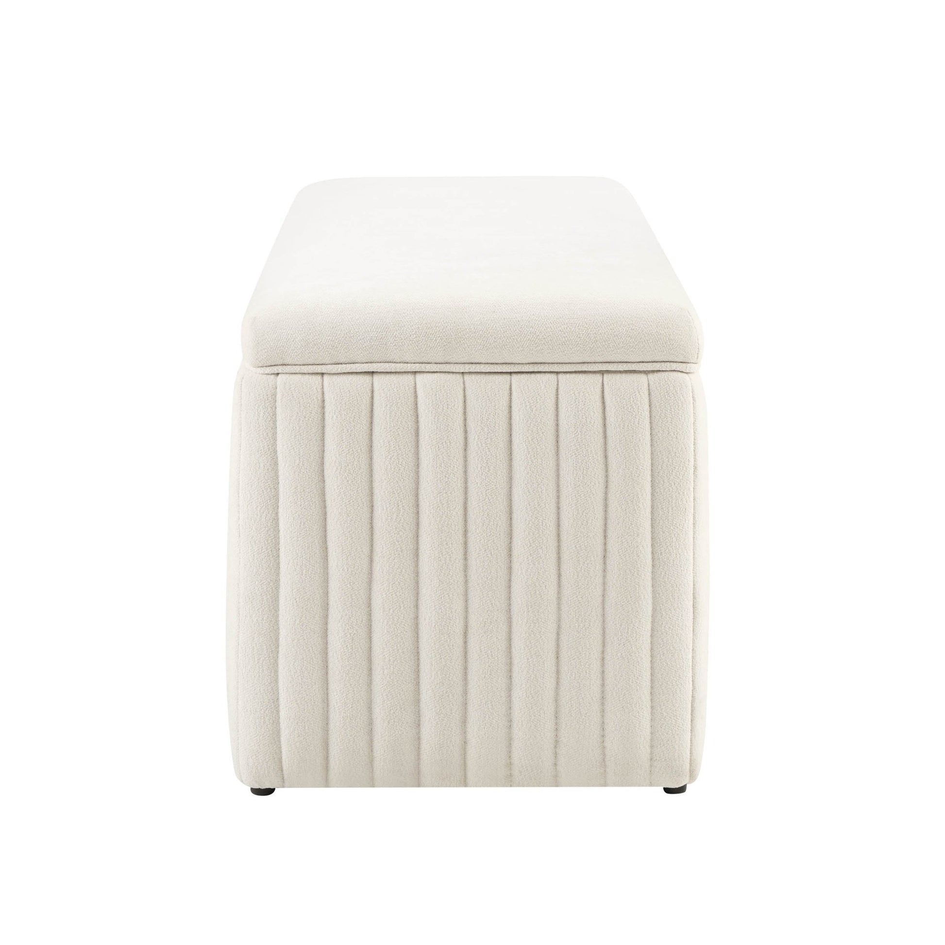 Melrose Ribbed Ottoman Storage Bench - Chenille Ivory - DUSK