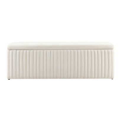 Melrose Ribbed Ottoman Storage Bench - Chenille Ivory - DUSK