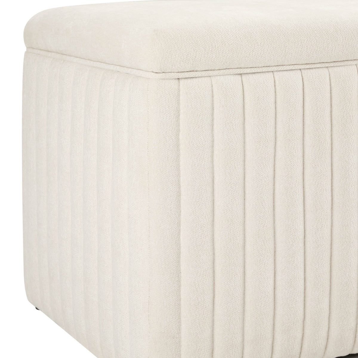 Melrose Ribbed Ottoman Storage Bench - Chenille Ivory - DUSK