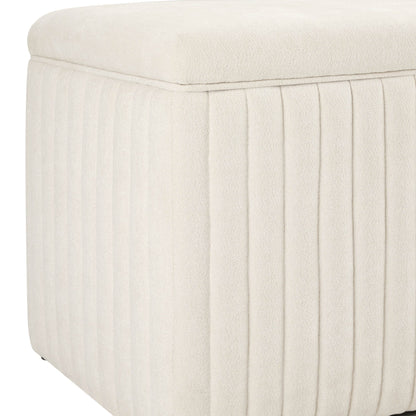 Melrose Ribbed Ottoman Storage Bench - Chenille Ivory - DUSK