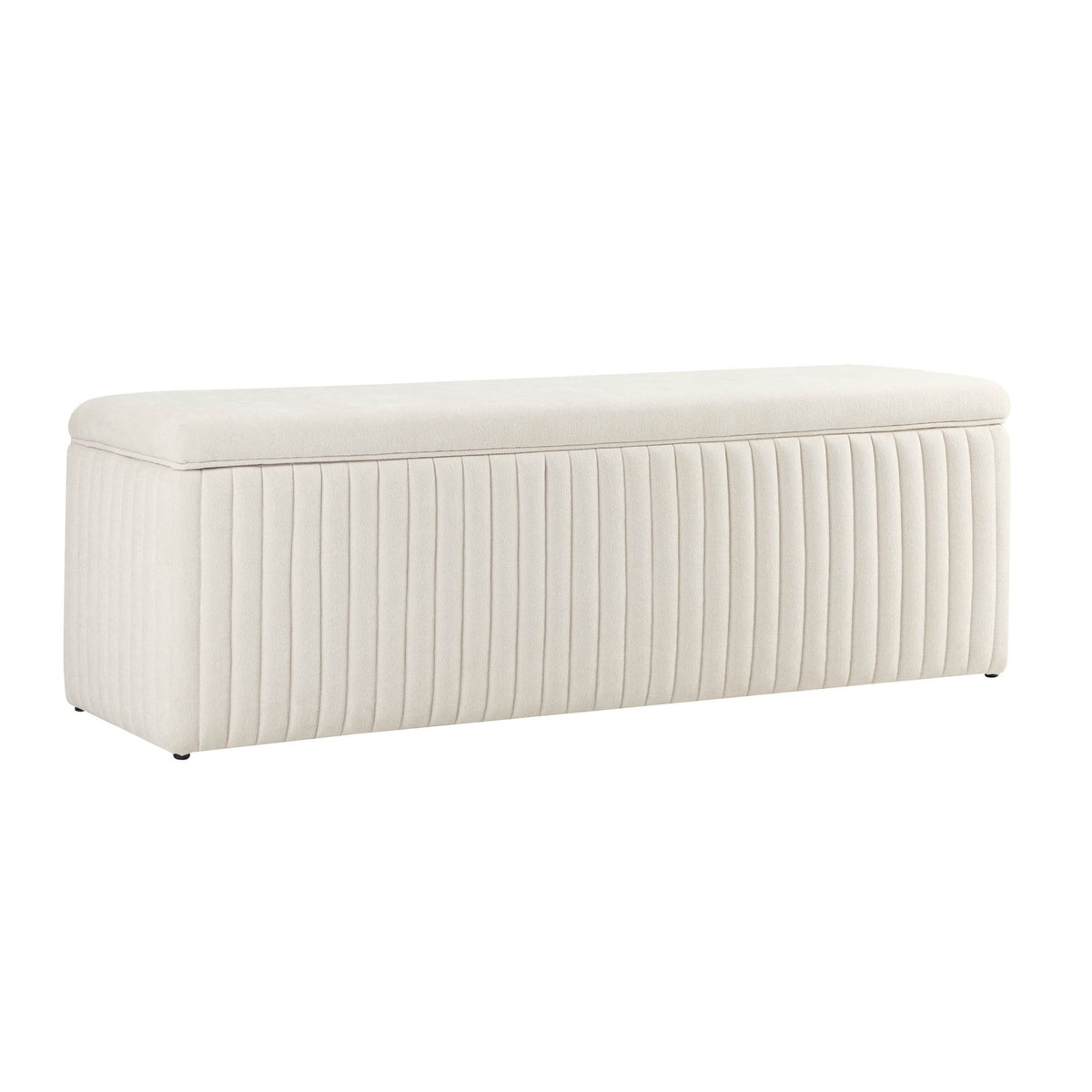 Melrose Ribbed Ottoman Storage Bench - Chenille Ivory - DUSK