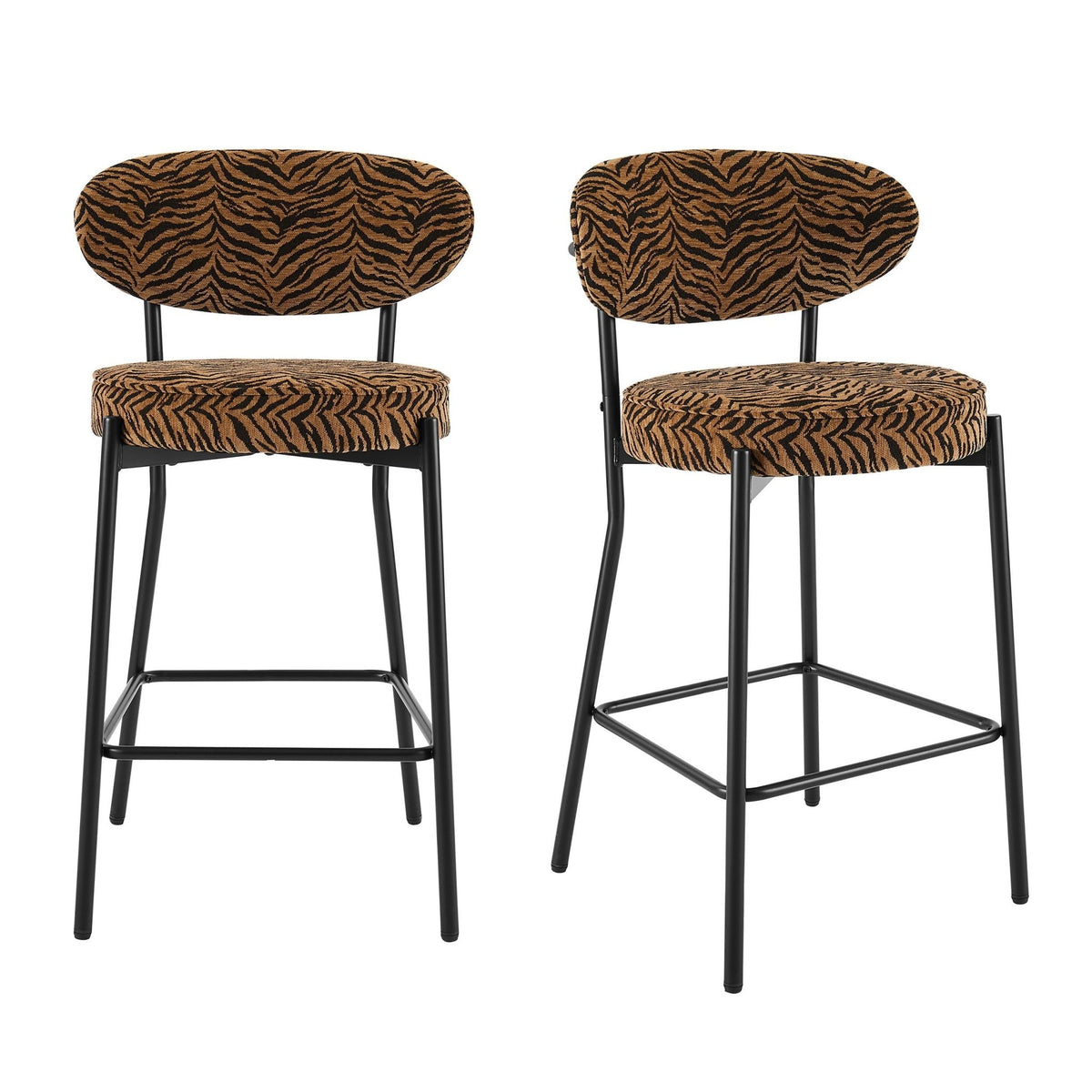 Mia Set of 2 Barstools - Brown Animal Stripe  - DUSK