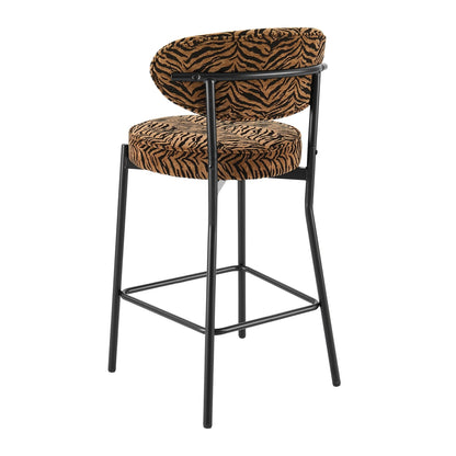Mia Set of 2 Barstools - Brown Animal Stripe  - DUSK