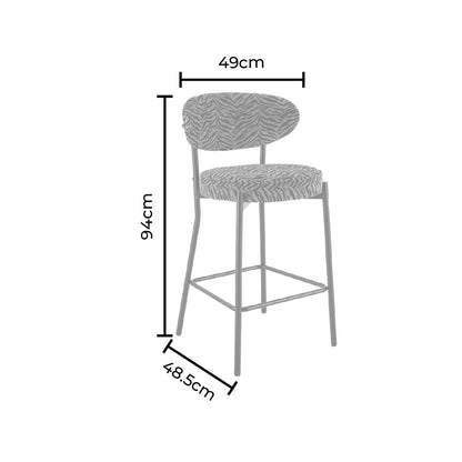 Mia Set of 2 Barstools - Brown Animal Stripe  - DUSK