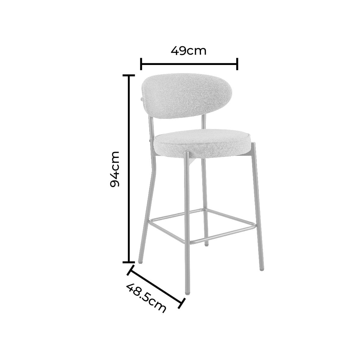 Mia Set of 2 Barstools - Chenille Oatmeal - DUSK