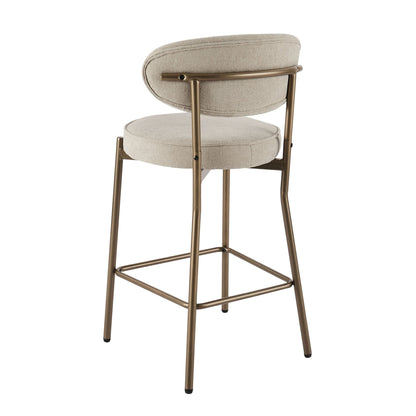 Mia Set of 2 Barstools - Chenille Oatmeal - DUSK