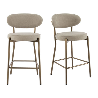 Mia Set of 2 Barstools - Chenille Oatmeal - DUSK