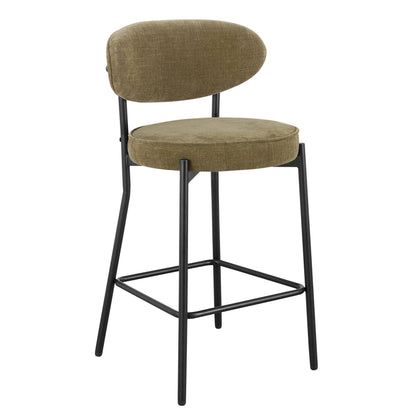 Mia Set of 2 Barstools - Chenille Olive - DUSK