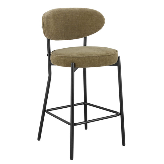 Mia Set of 2 Barstools - Chenille Olive - DUSK