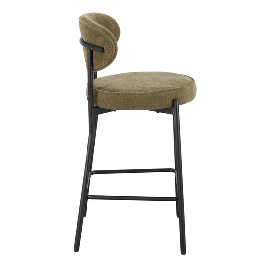 Mia Set of 2 Barstools - Chenille Olive - DUSK