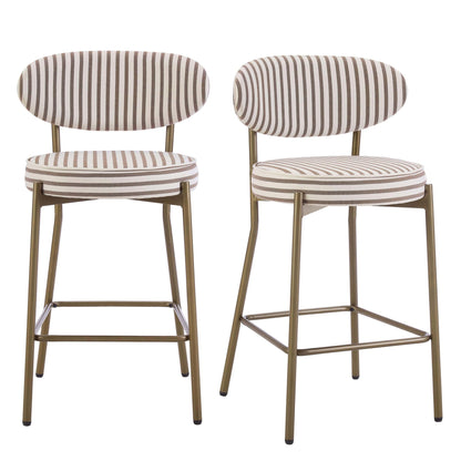 Mia Set of 2 Barstools - Chocolate Stripe - DUSK