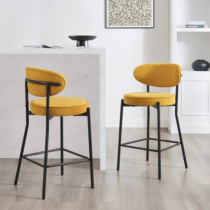 Mia Set of 2 Barstools - Matte Velvet - Mustard - DUSK