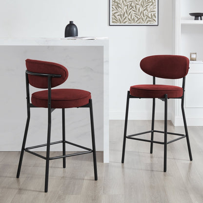 Mia Set of 2 Barstools - Matte Velvet - Rust - DUSK