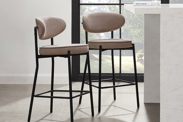 Mia Set of 2 Barstools - Matte Velvet - Sand - DUSK