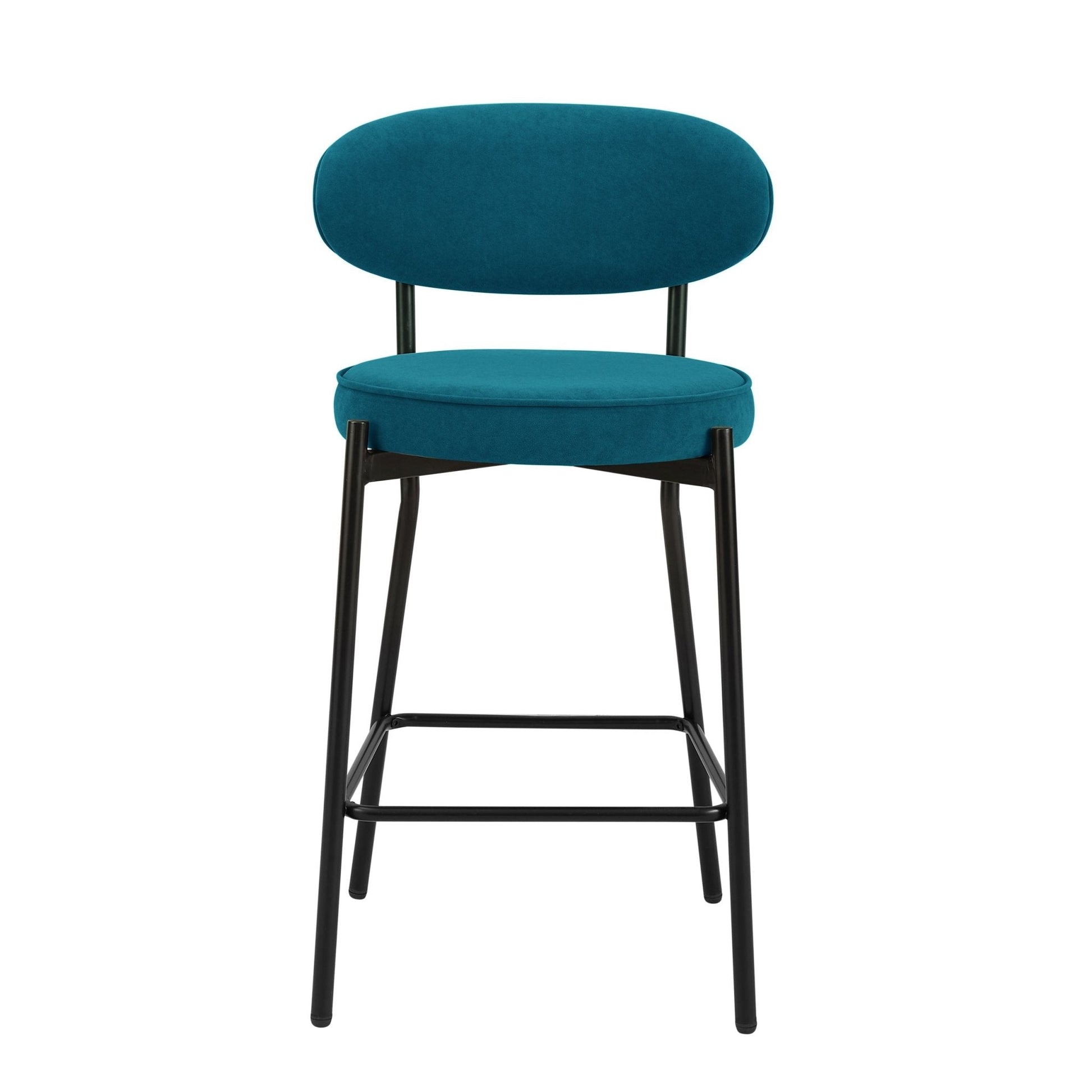 Mia Set of 2 Barstools - Matte Velvet - Teal - DUSK