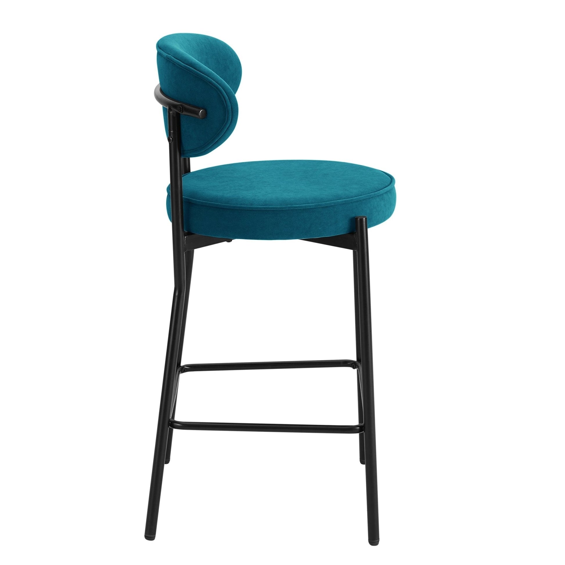 Mia Set of 2 Barstools - Matte Velvet - Teal - DUSK