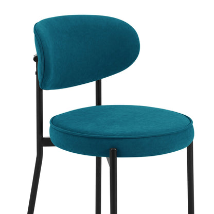 Mia Set of 2 Barstools - Matte Velvet - Teal - DUSK