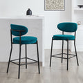 Mia Set of 2 Barstools - Matte Velvet - Teal - DUSK