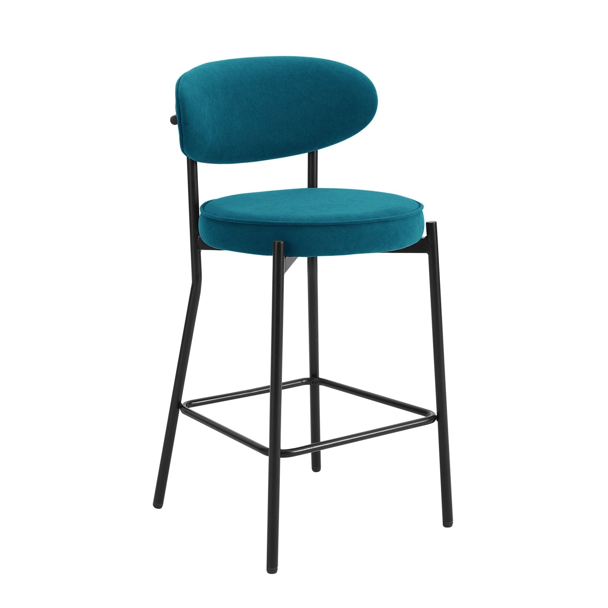 Mia Set of 2 Barstools - Matte Velvet - Teal - DUSK