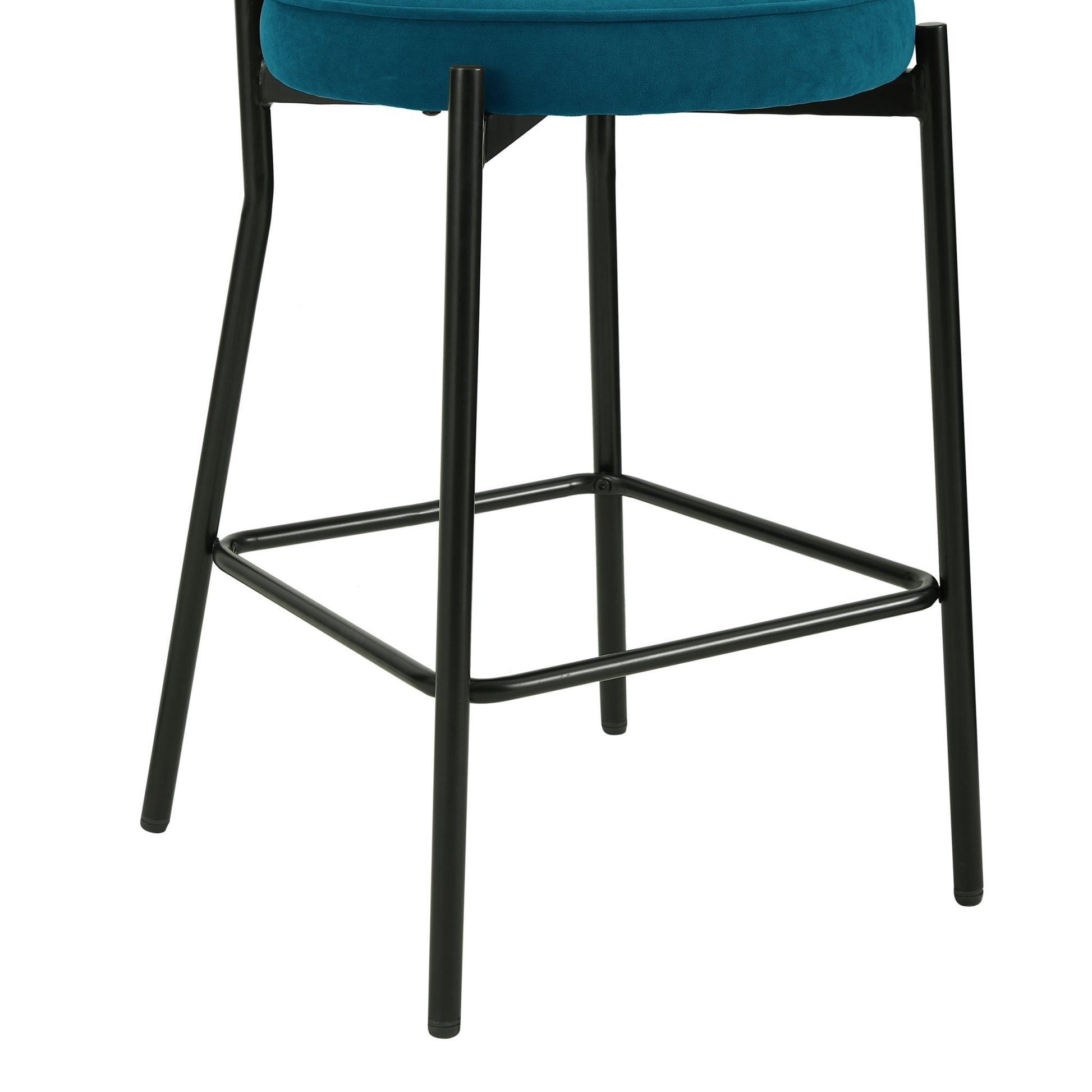 Mia Set of 2 Barstools - Matte Velvet - Teal - DUSK