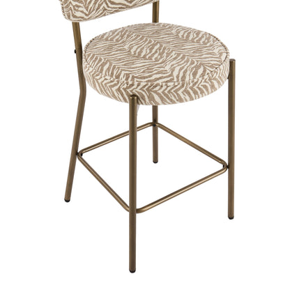 Mia Set of 2 Barstools - Taupe Animal Stripe - DUSK