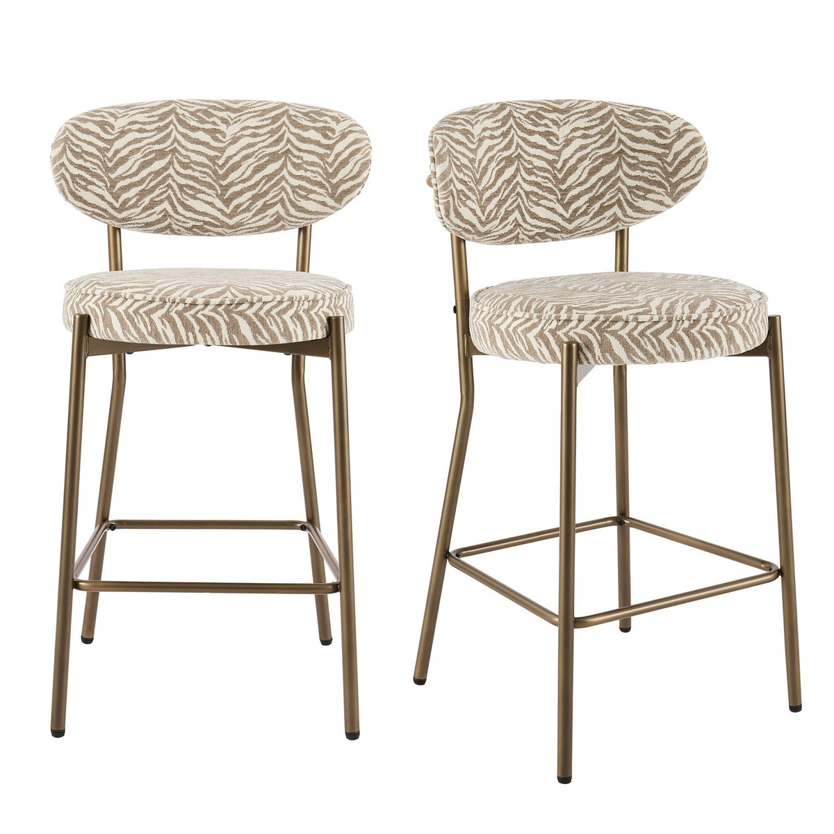Mia Set of 2 Barstools - Taupe Animal Stripe - DUSK