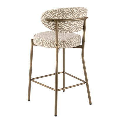 Mia Set of 2 Barstools - Taupe Animal Stripe - DUSK