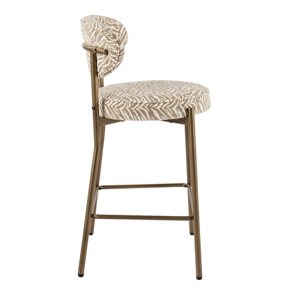 Mia Set of 2 Barstools - Taupe Animal Stripe - DUSK