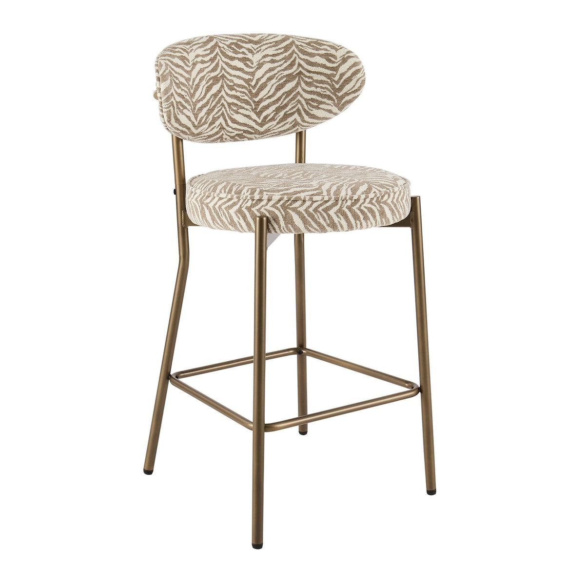 Mia Set of 2 Barstools - Taupe Animal Stripe - DUSK