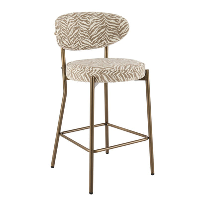 Mia Set of 2 Barstools - Taupe Animal Stripe - DUSK