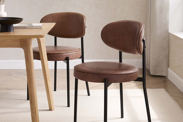 Mia Set of 2 Dining Chair - Faux Leather Tan - DUSK