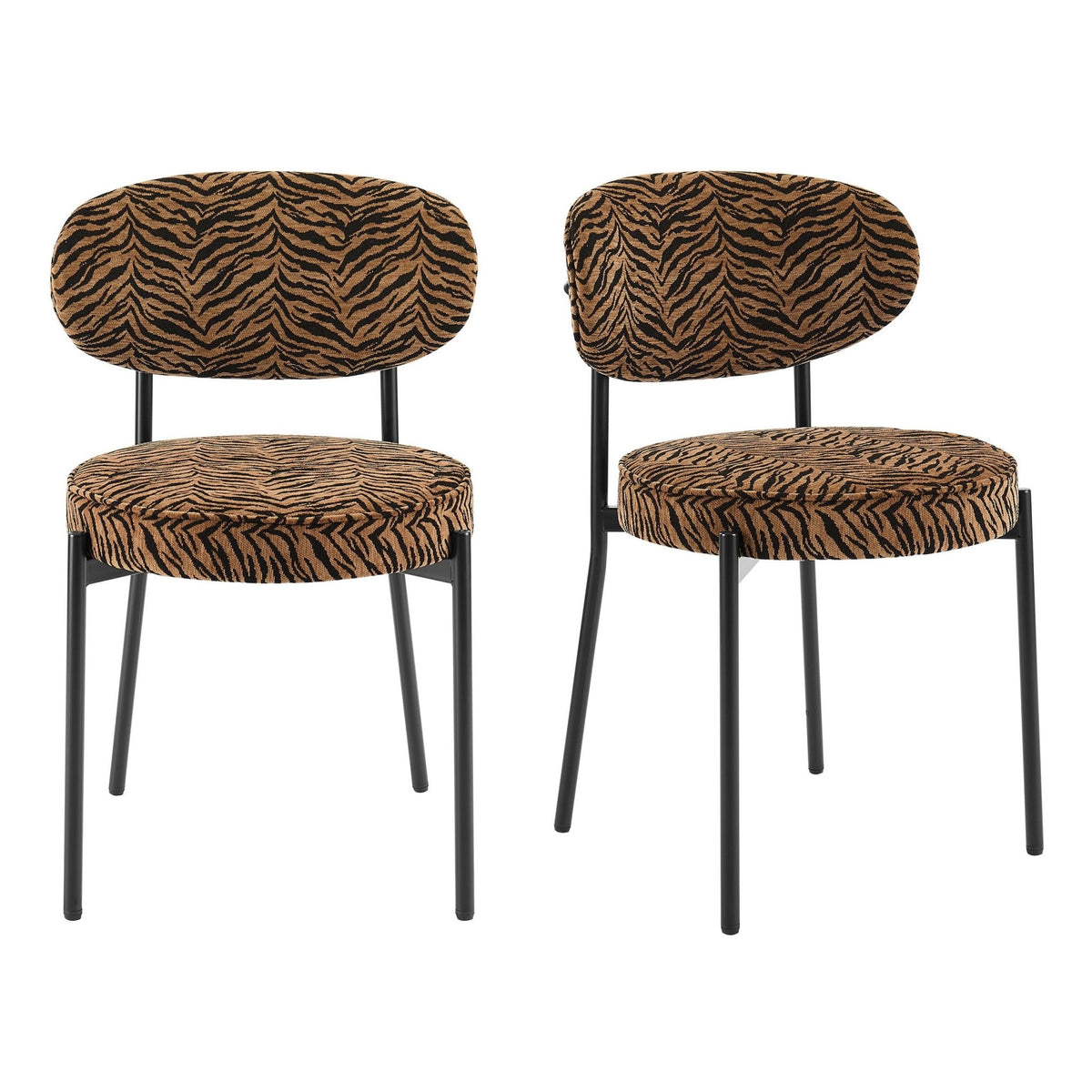 Mia Set of 2 Dining Chairs - Brown Animal Stripe  - DUSK