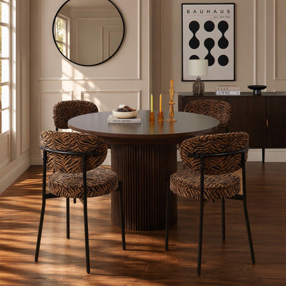 Mia Set of 2 Dining Chairs - Brown Animal Stripe  - DUSK