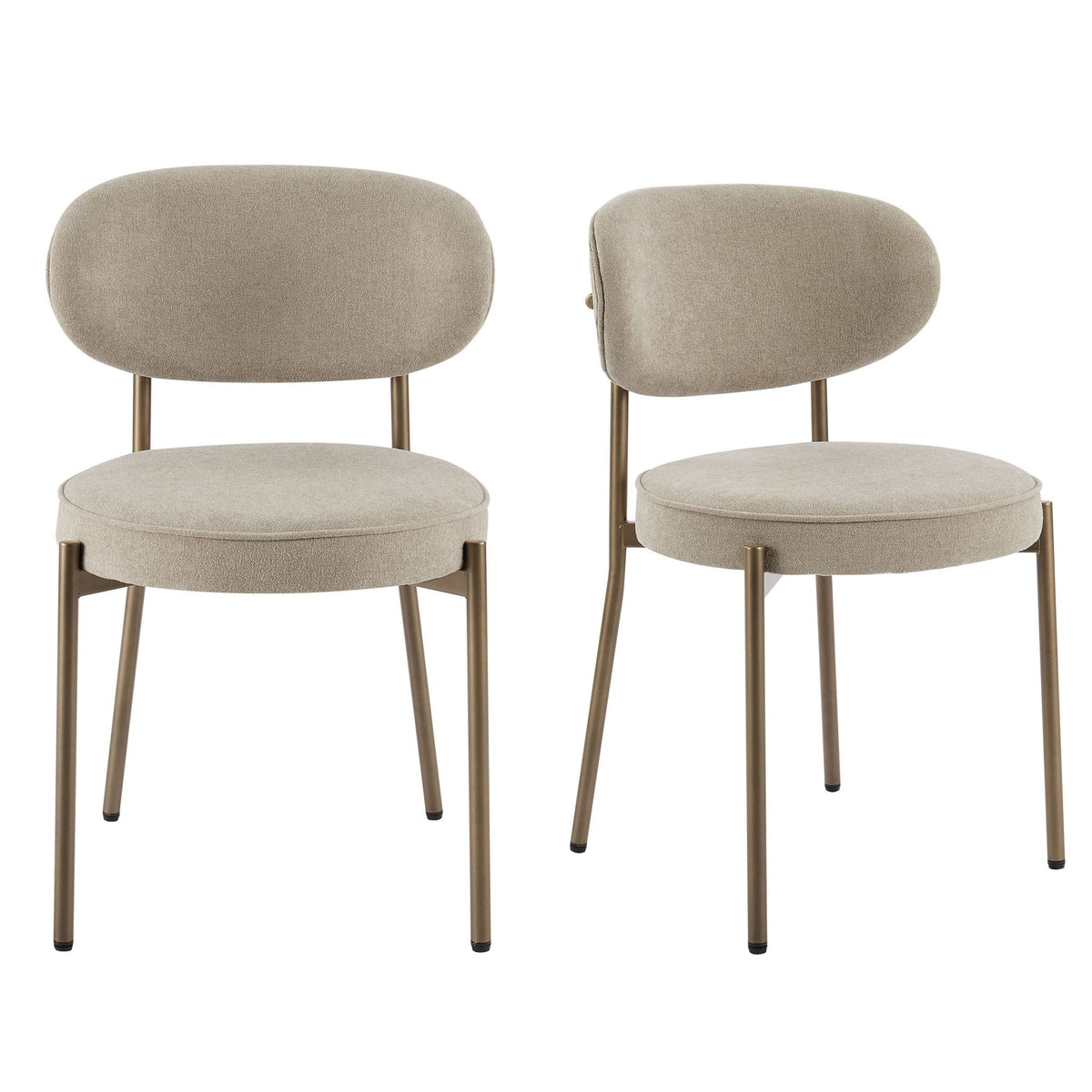 Mia Set of 2 Dining Chairs - Chenille Oatmeal - DUSK