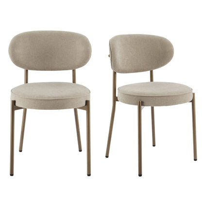 Mia Set of 2 Dining Chairs - Chenille Oatmeal - DUSK