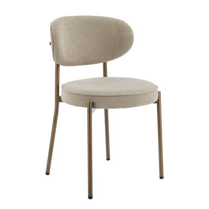 Mia Set of 2 Dining Chairs - Chenille Oatmeal - DUSK