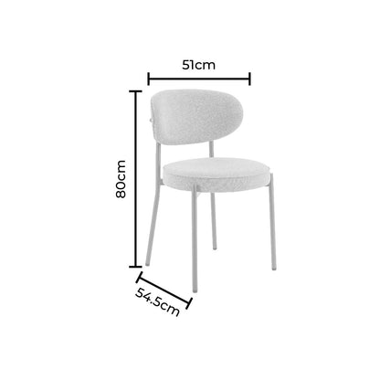 Mia Set of 2 Dining Chairs - Chenille Oatmeal - DUSK