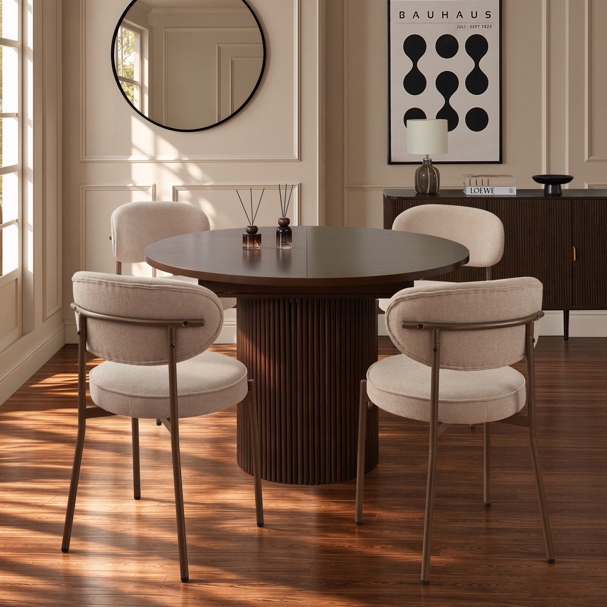 Mia Set of 2 Dining Chairs - Chenille Oatmeal - DUSK