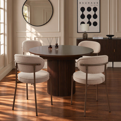 Mia Set of 2 Dining Chairs - Chenille Oatmeal - DUSK